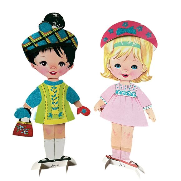 Vintage 1965 Jill & Joan Paper Dolls with Flocked Clothes Whitman Publishing - Picture 3 of 12